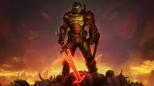 Doom Slayer بطل اللعبة الذي يحارب الشياطين لإنقاذ البشرية.